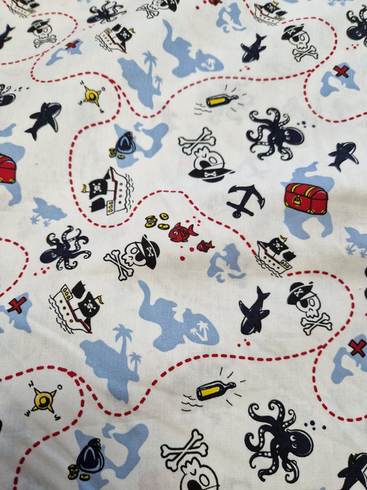 TISSU COTON motif PIRATE